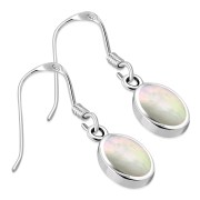 Mother of Pearl Oval Silver Earrings, e313h